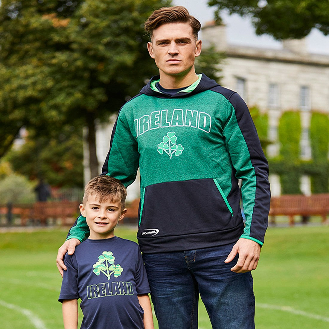 Lansdowne Ireland Shamrock Grindle Hoodie in Navy & Green
