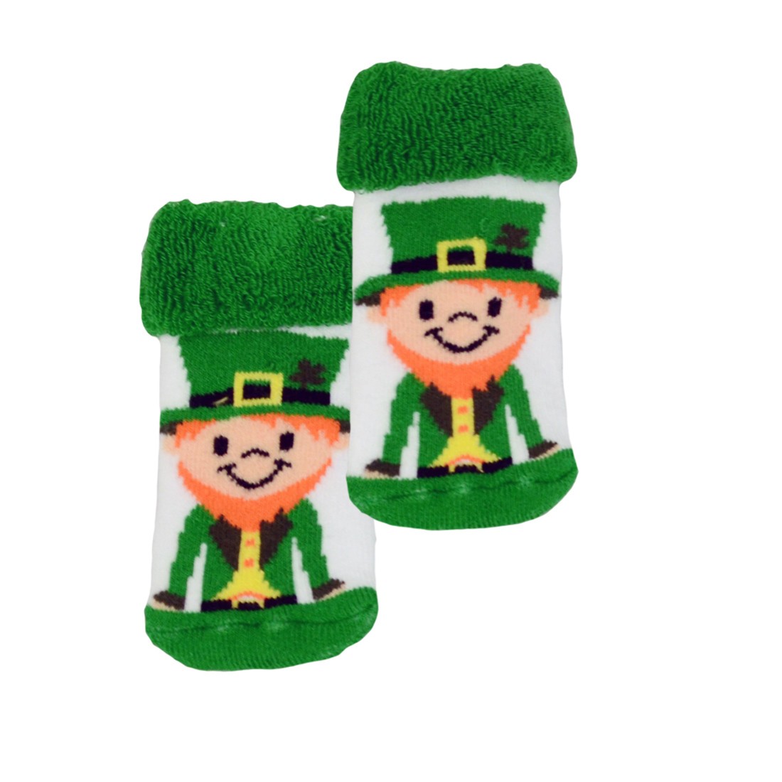 Leprechaun Toe Baby Socks in White & Green