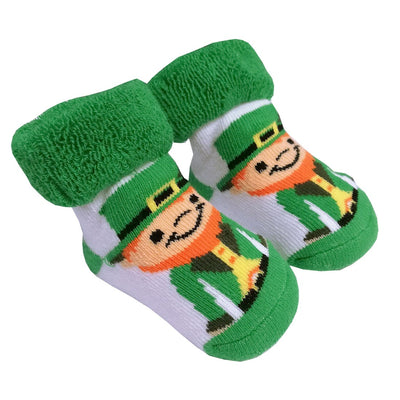 Leprechaun Toe Baby Socks in White & Green