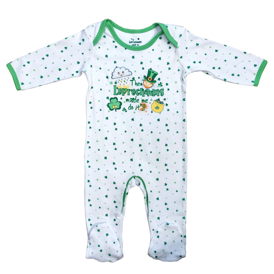 Leprechauns Baby Romper in White