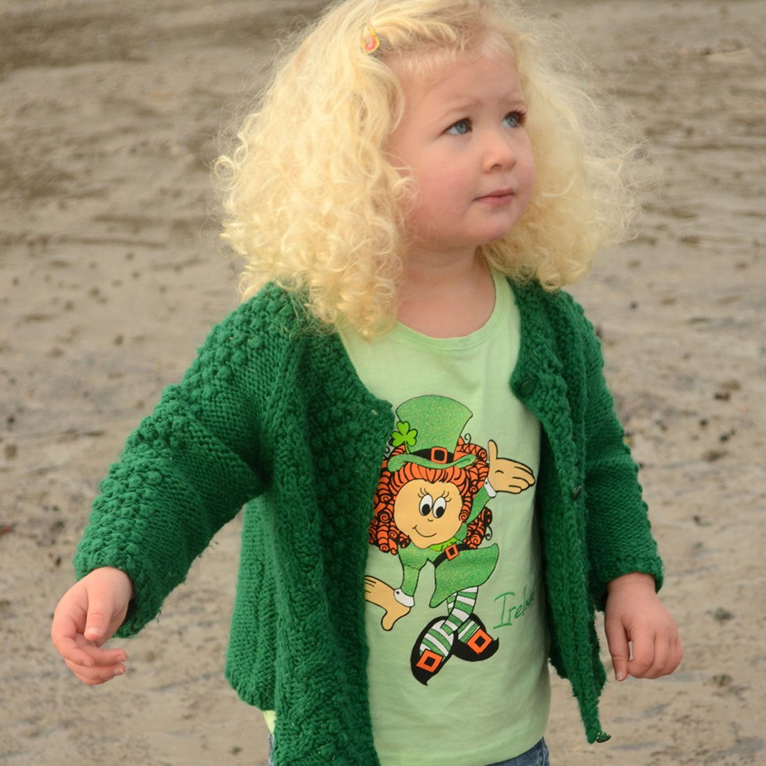 Mint Green Ireland Girl Leprechaun Kids T-shirt