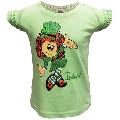 Mint Green Ireland Girl Leprechaun Kids T-shirt