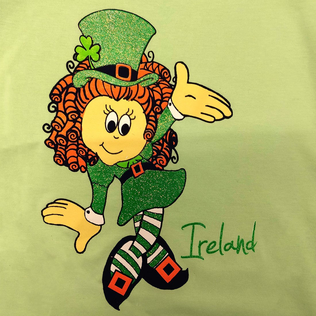 Mint Green Ireland Girl Leprechaun Kids T-shirt