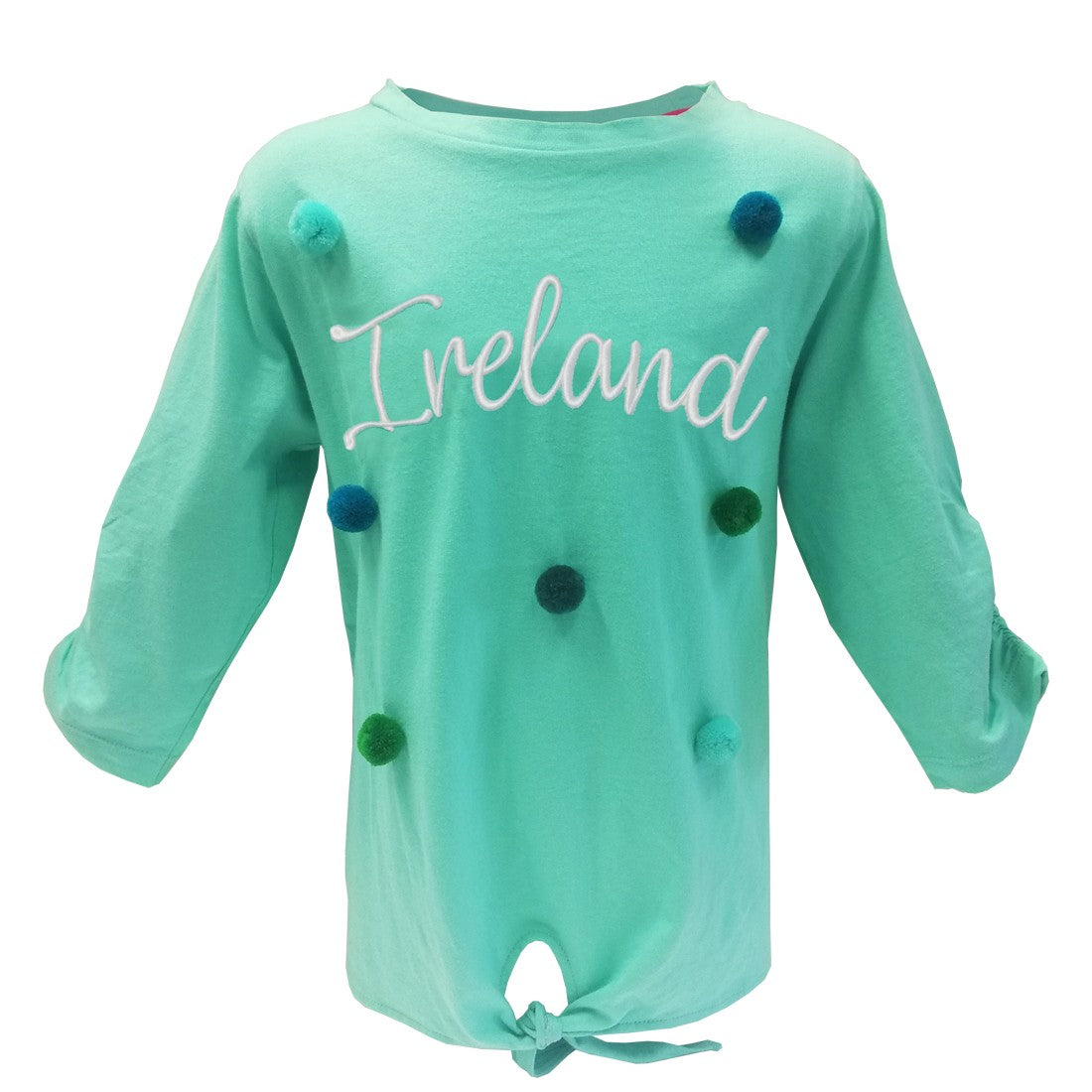 Mint Green Ireland Pom Pom Kids Knot T-shirt