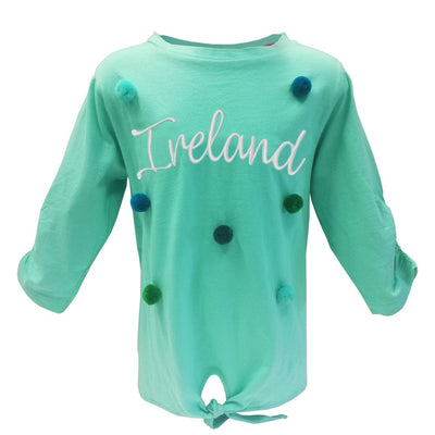 Mint Green Ireland Pom Pom Kids Knot T-shirt