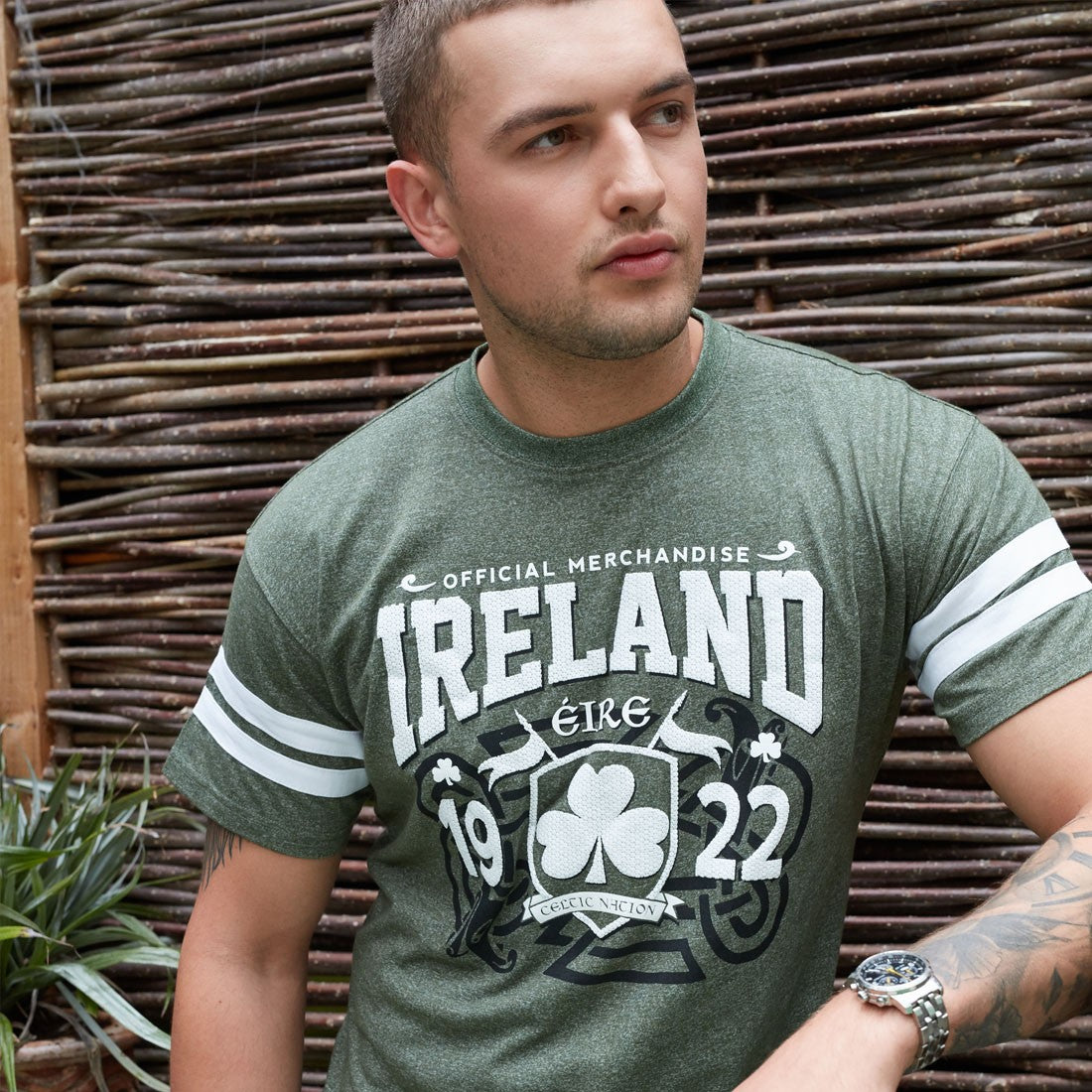Moss Green Ireland Trademark Tape Sleeve T-shirt