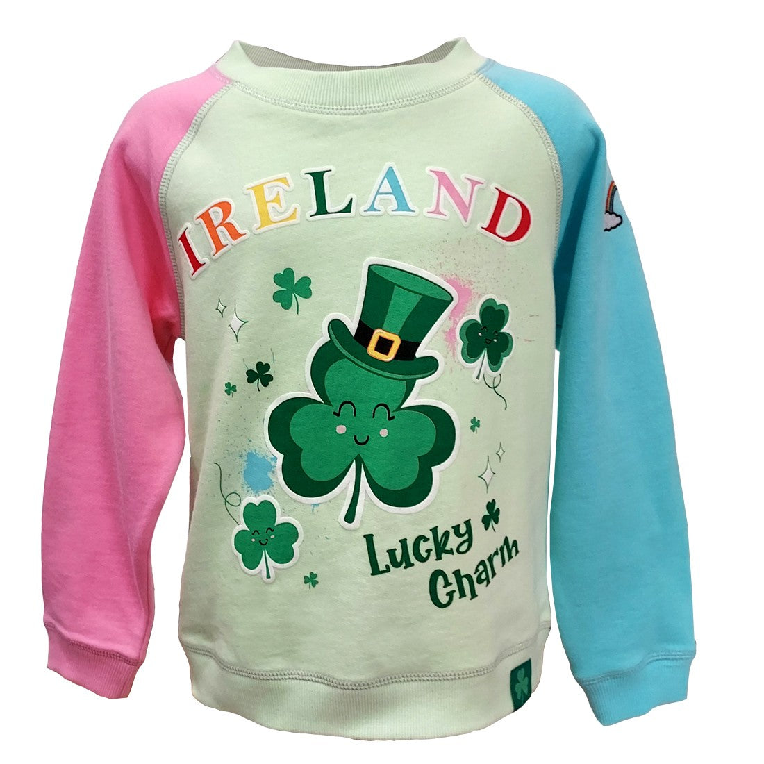 Multi Colour Shamrock Ireland Kids Sweatshirt