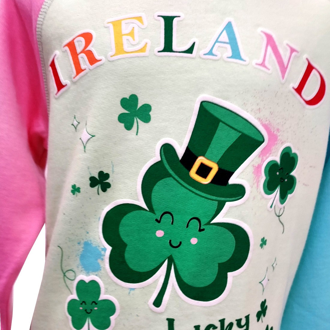 Multi Colour Shamrock Ireland Kids Sweatshirt