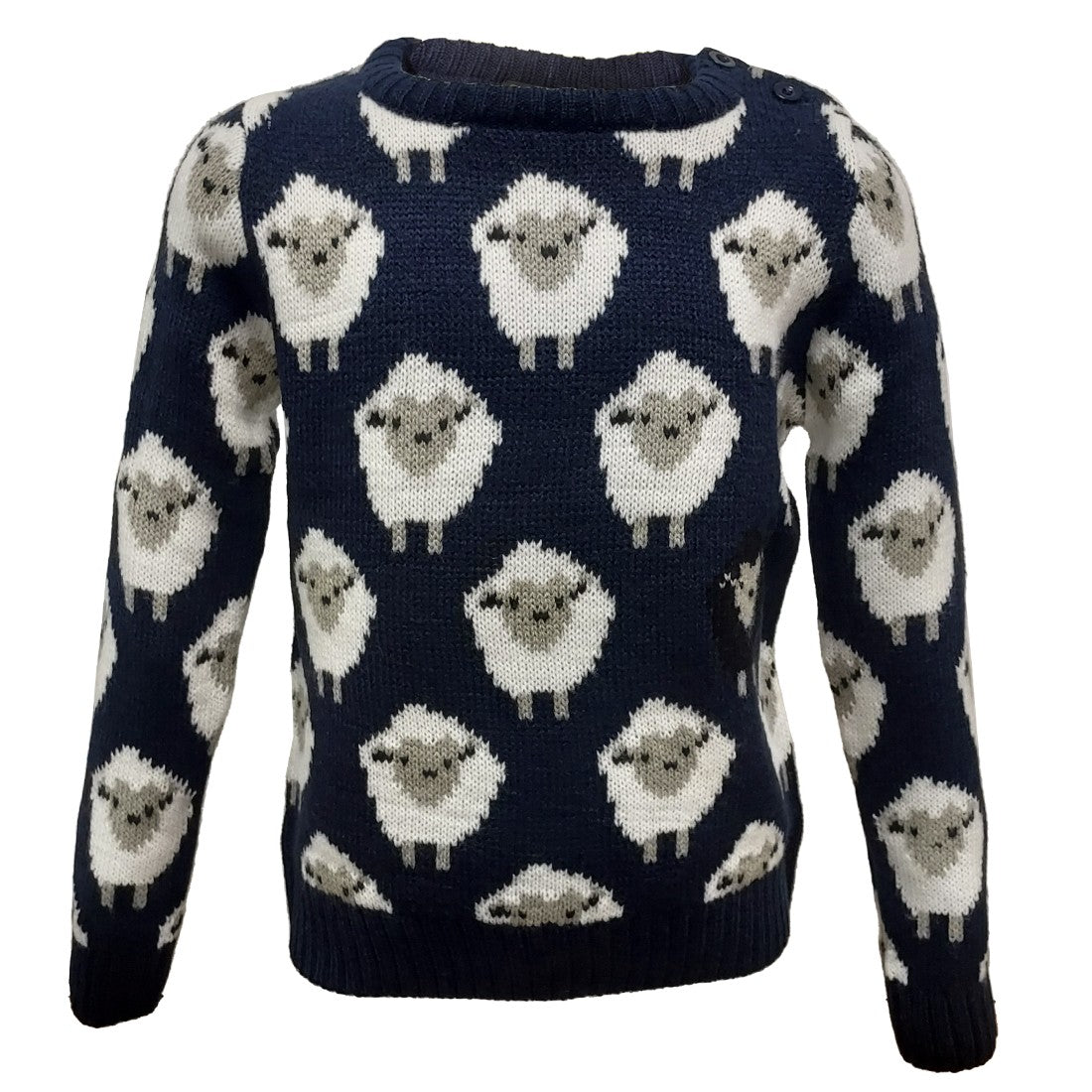 Sheep All Over Print Kids Knit Jumper in Navy