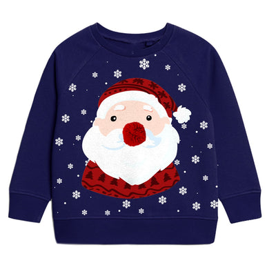 Navy Santa Bobble Kids Sweatshirt
