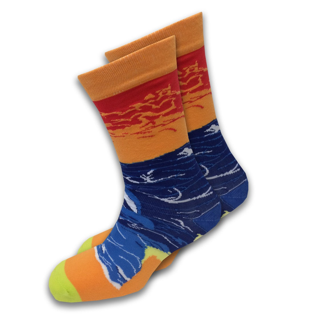 Nutty Fox Ireland Landscape Adult Socks in Blue & Orange