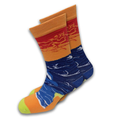Nutty Fox Ireland Landscape Adult Socks in Blue & Orange