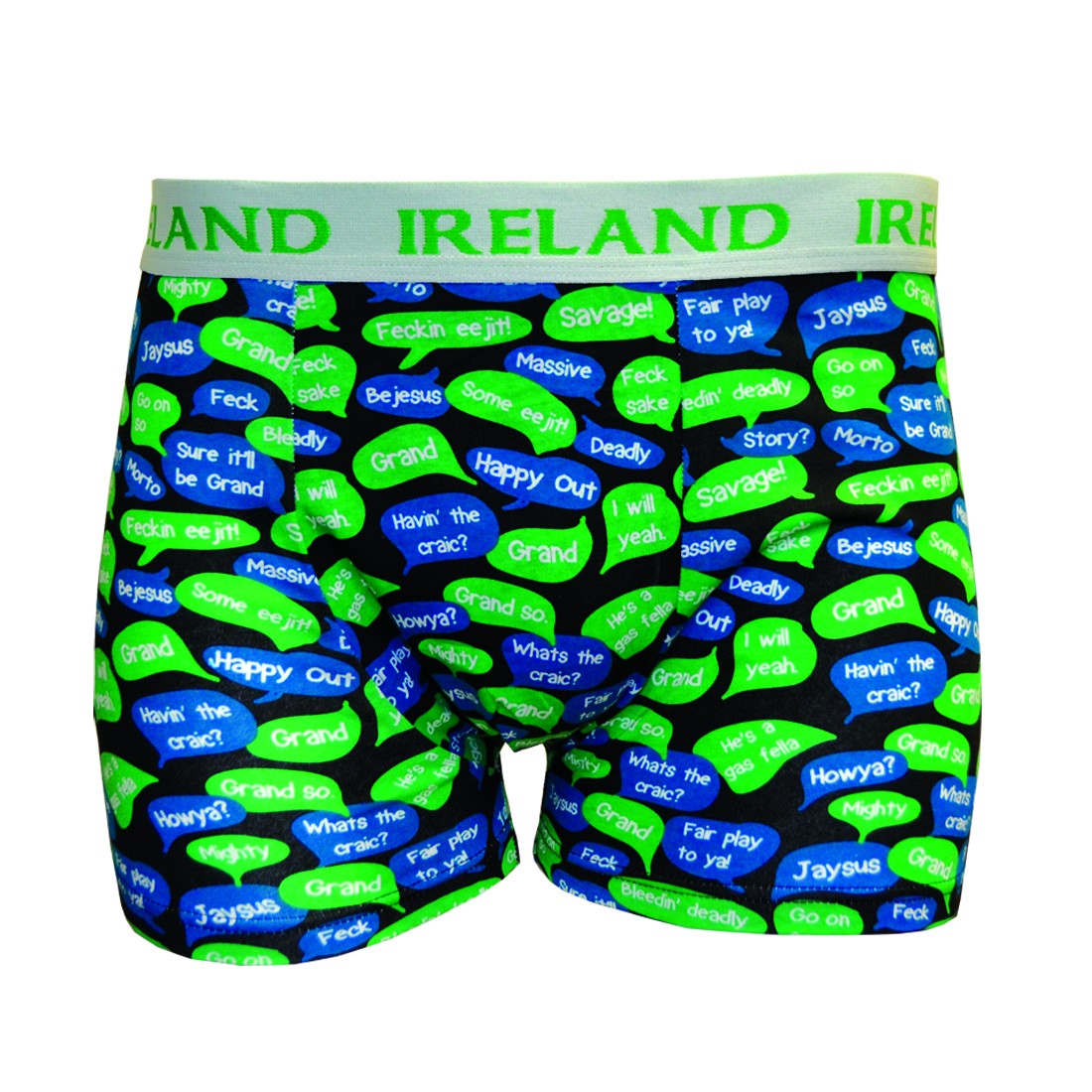 Nutty Fox Irish Slang Boxer Shorts in Black