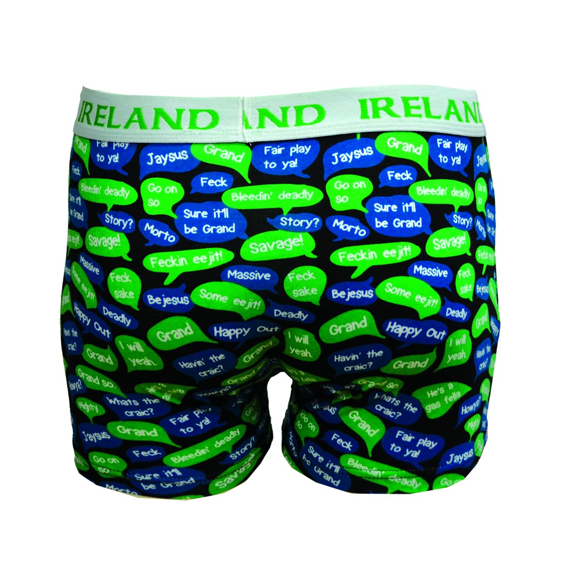 Nutty Fox Irish Slang Boxer Shorts in Black