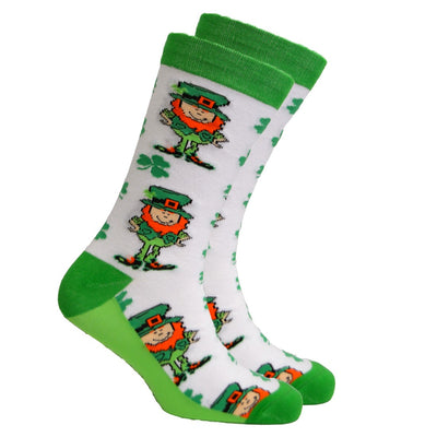 Nutty Fox Leprechaun Adult Socks in White & Green