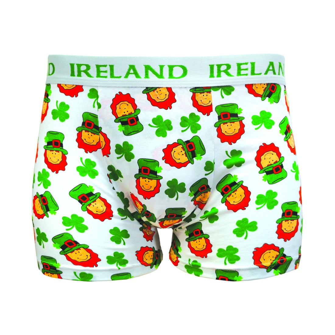 Nutty Fox Leprechaun & Shamrocks Boxer Short in White