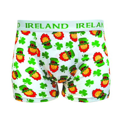 Nutty Fox Leprechaun & Shamrocks Boxer Short in White