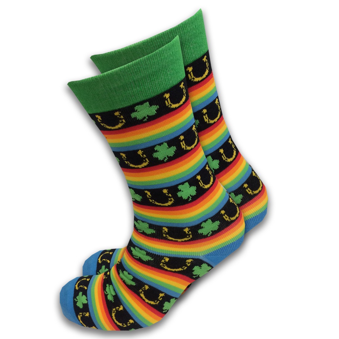 Nutty Fox Shamrock & Rainbows Adult Socks in Black