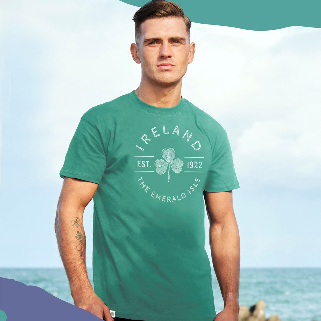 Ireland ‘Est. 1922’ T-Shirt in Ocean Green