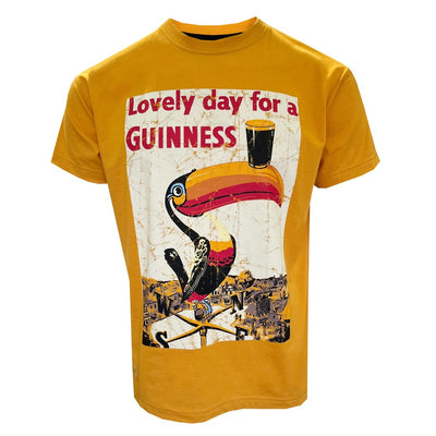 OFFICIAL GUINNESS GOLDEN YELLOW TOUCAN PRINT T-SHIRT
