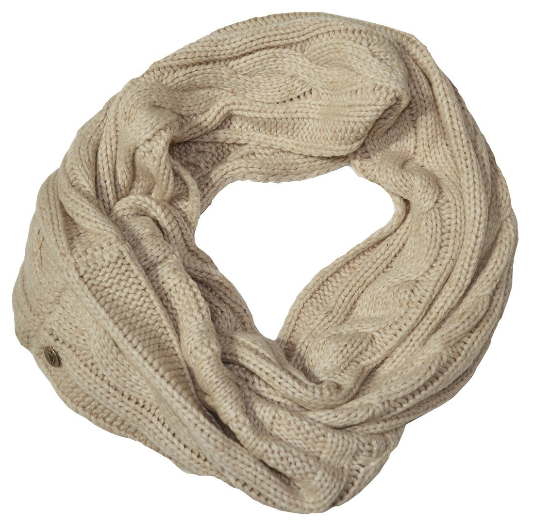 Guinness Cable and Rib Knit Snood in Natural