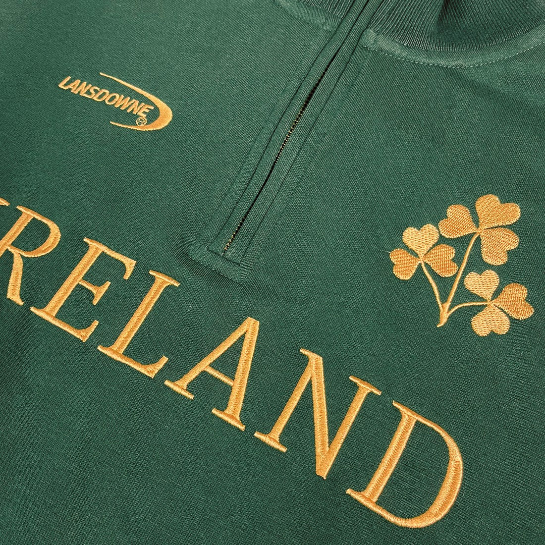 Official Lansdowne Ireland Quarter Zip Bottle Green