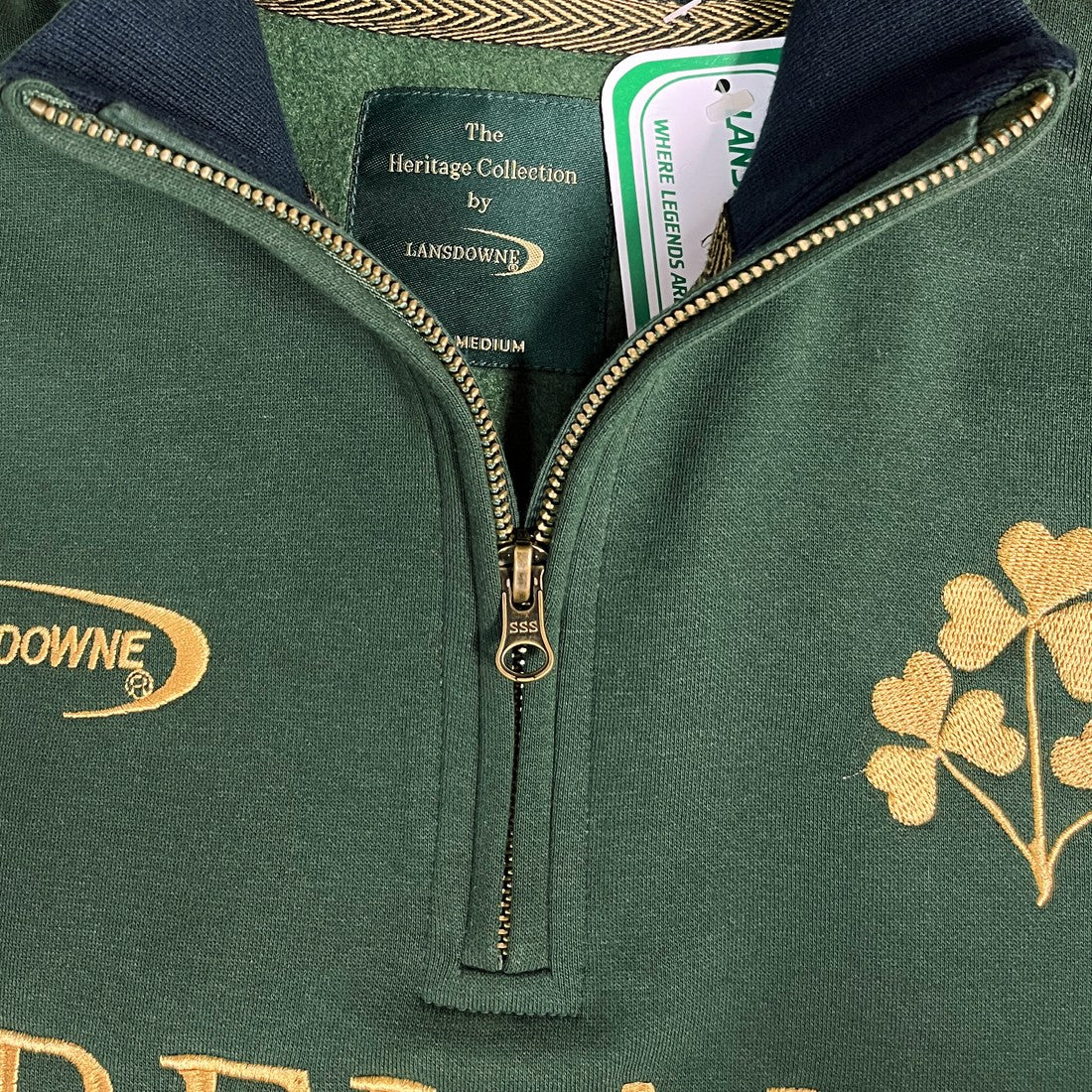 Official Lansdowne Ireland Quarter Zip Bottle Green