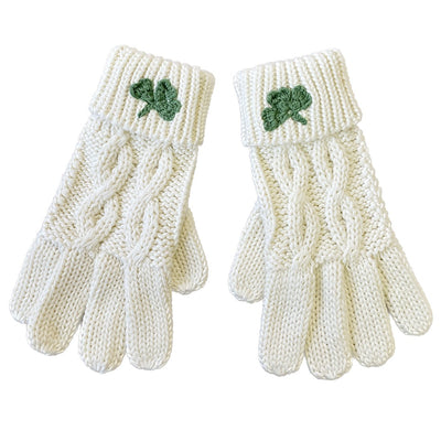 Aran Shamrock Gloves in Cream