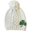 Aran Shamrock Bobble Hat in Cream