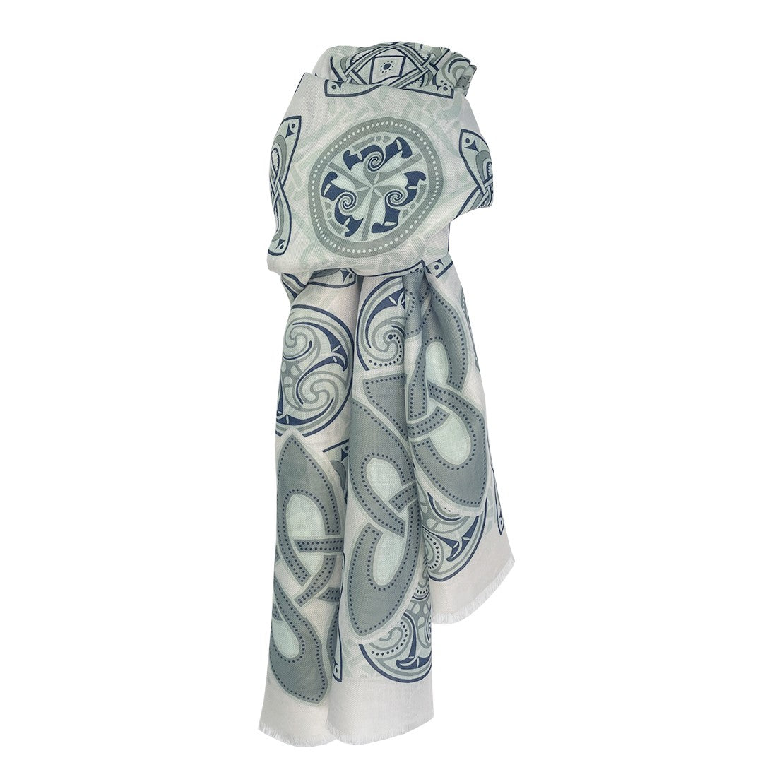 Celtic Knot Fashion Scarf in Cream & Green