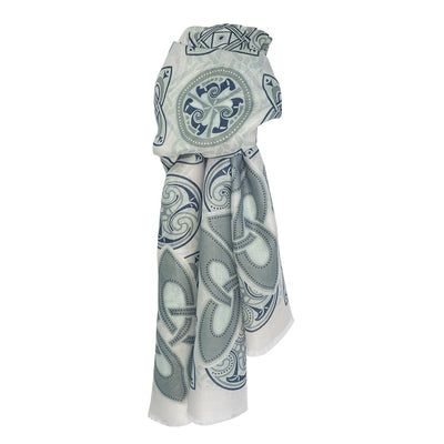 Celtic Knot Fashion Scarf in Cream & Green