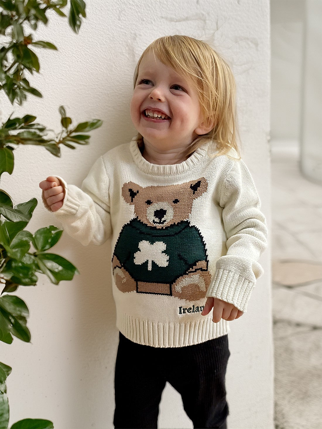 Kids Bear Knitted Jumper in Cream