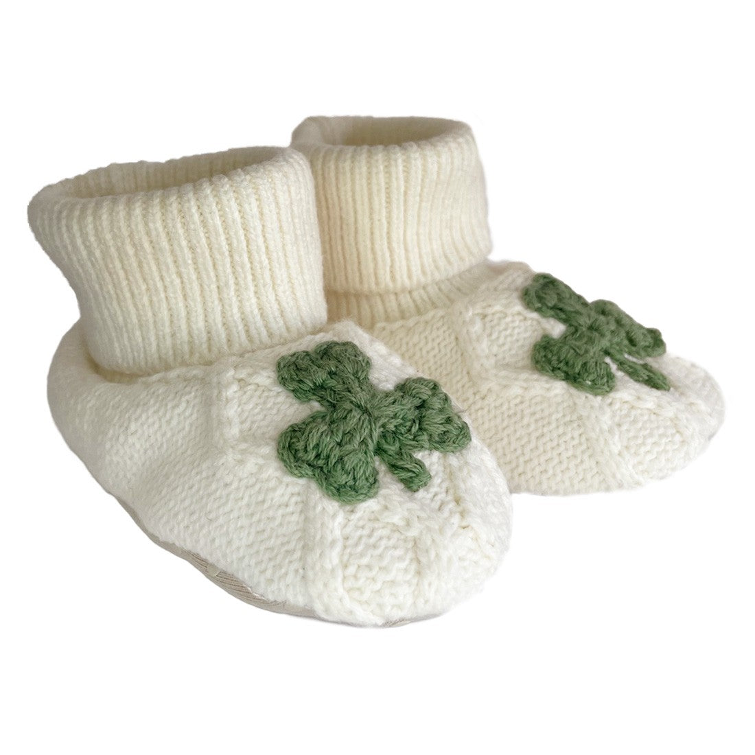 Baby Aran Shamrock Booties in Cream