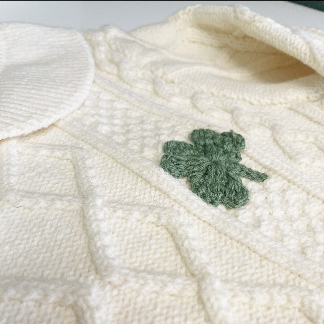 Kids Aran Shamrock Dress in Cream