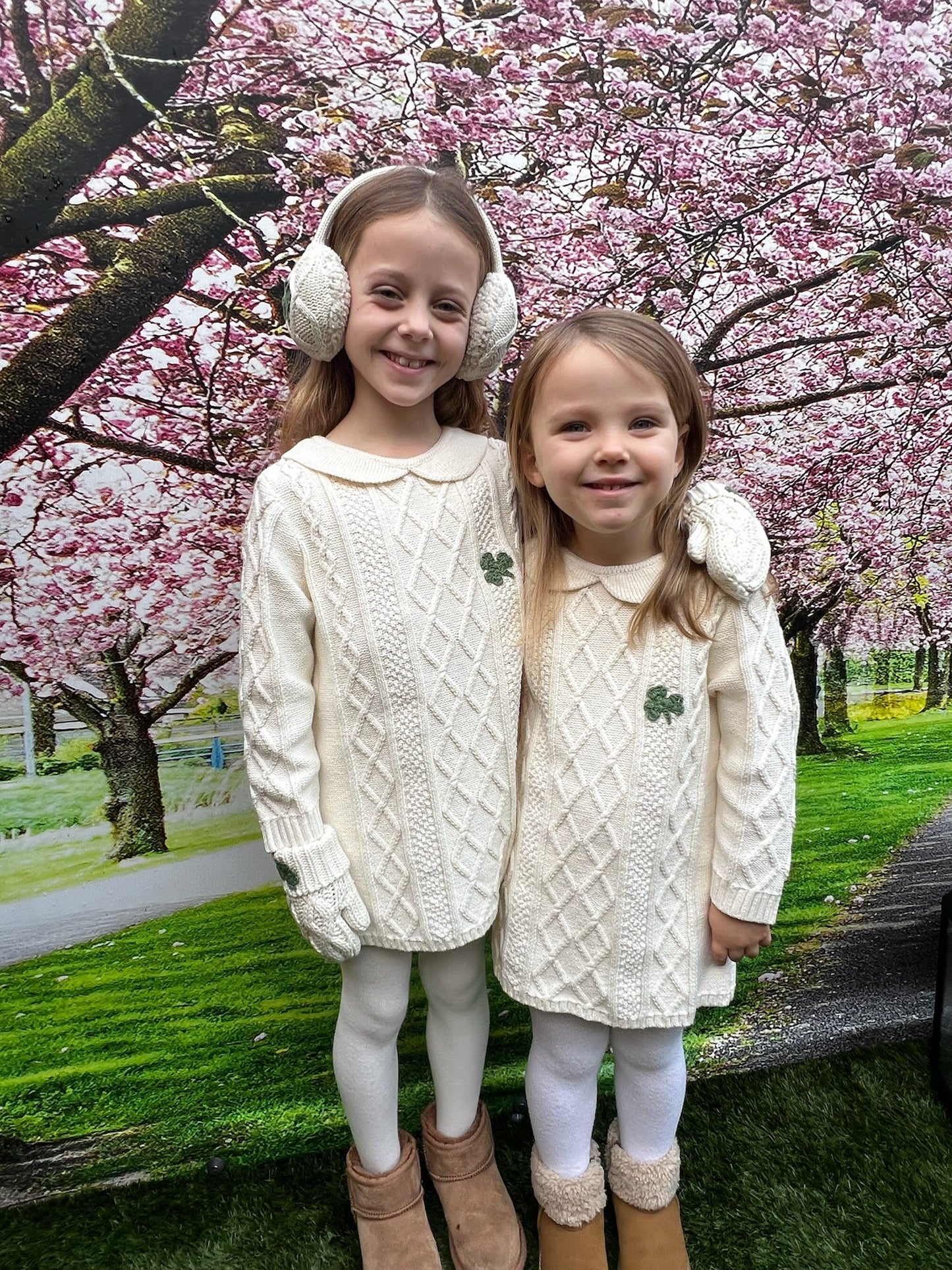 Kids Aran Shamrock Dress in Cream