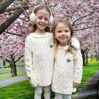 Kids Aran Shamrock Dress in Cream