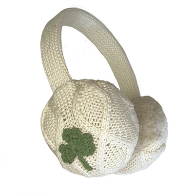 Kids Aran Shamrock Ear Muffs in Cream