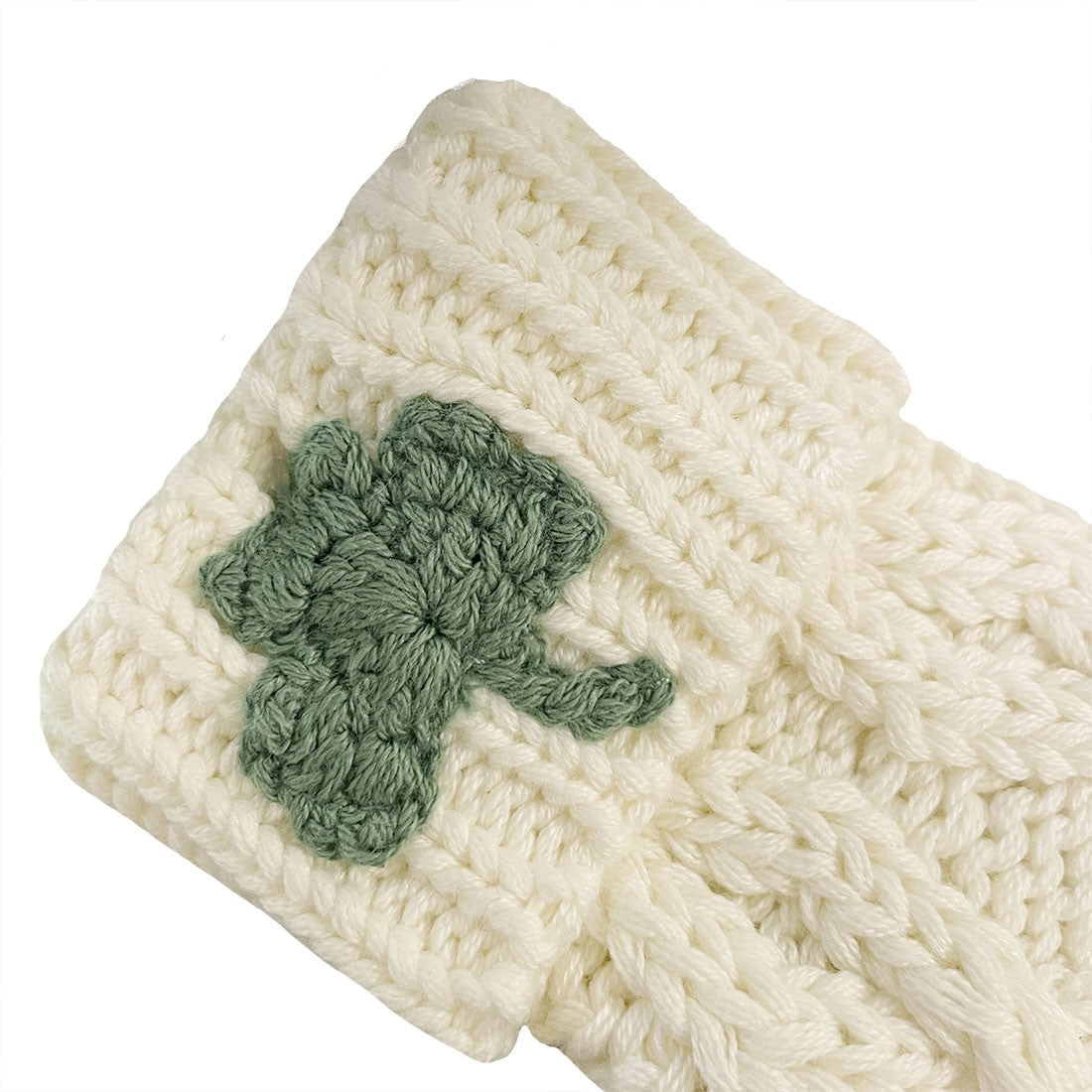 Kids Aran Shamrock Mittens in Cream