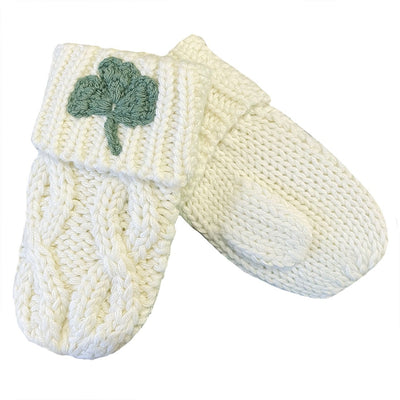 Kids Aran Shamrock Mittens in Cream