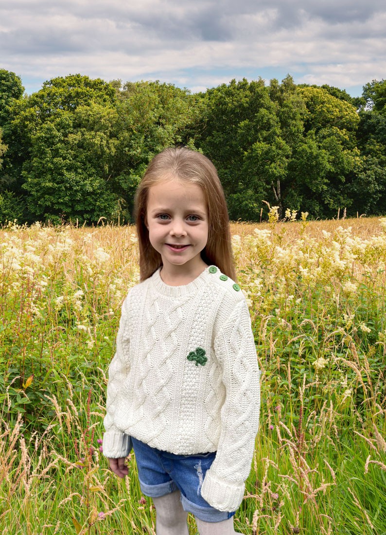 Kids Cable Aran Jumper in Cream