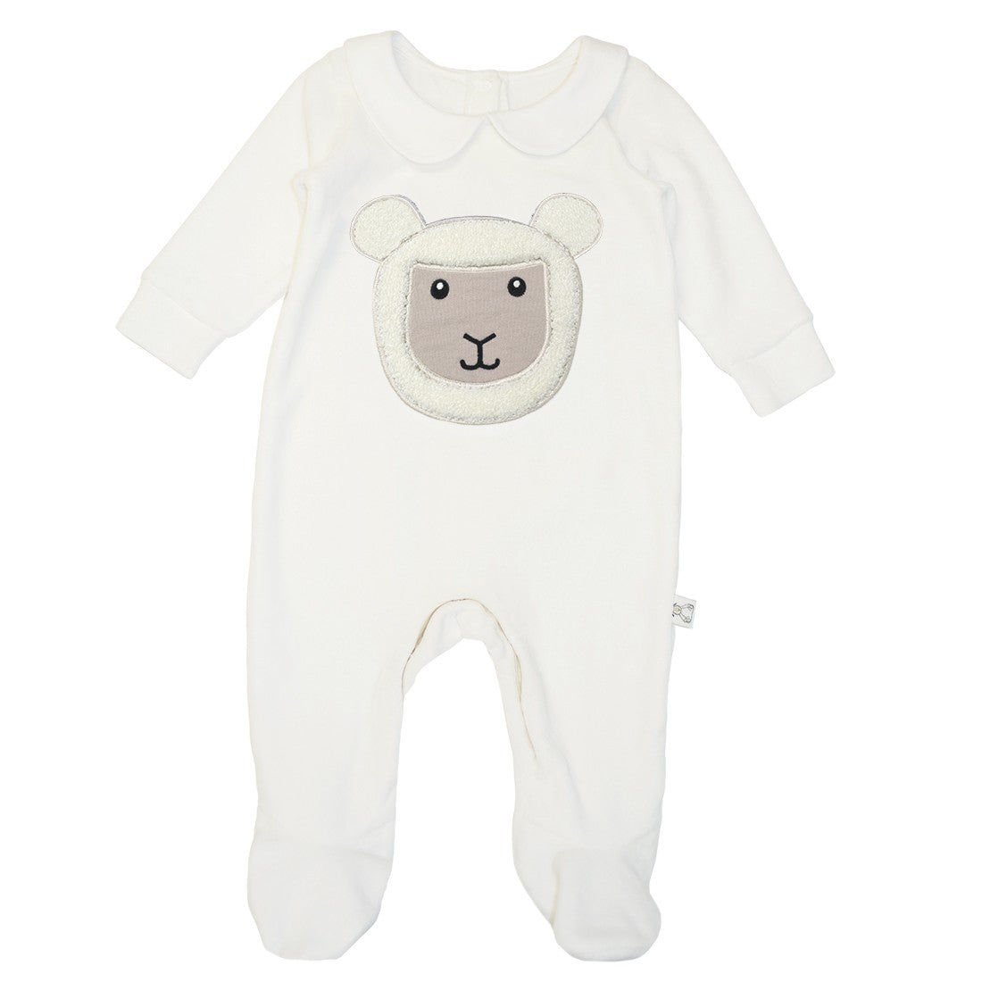 Patrick Francis Cream Sheep Velour Organic Cotton Baby Romper