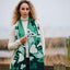 Claddagh Knit Scarf in Green & Cream