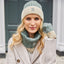Melange Rib Knit Gloves in Green & Cream