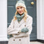 Melange Rib Knit Gloves in Green & Cream