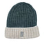 Melange Rib Knit Hat in Green & Cream