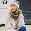 Melange Rib Knit Hat in Green & Cream
