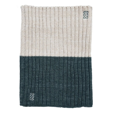 Melange Rib Knit Snood in Green & Cream