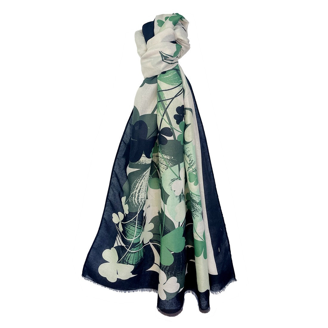 Shamrock Fashion Scarf in Cream, Green & Navy