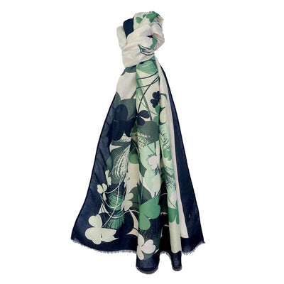 Shamrock Fashion Scarf in Cream, Green & Navy