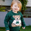 Kids Bear Knitted Jumper in Dark Green